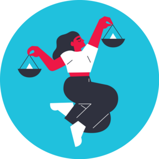 Libra Zodiac Female Character On Blue Sticker