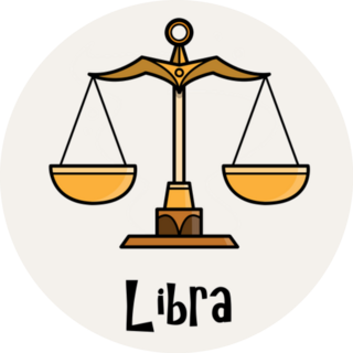Libra Zodiac Hand Drawn Scales Cartoon Sticker