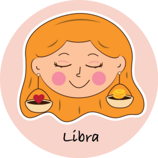 Libra Zodiac Sign In Cartoon Cute Style Sticker