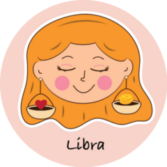 Libra Zodiac Sign In Cartoon Cute Style Sticker