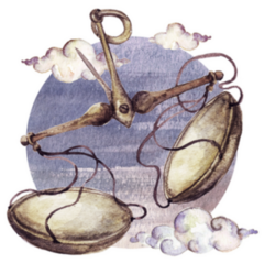 Libra - Zodiac Symbol Watercolor Scales Sticker 