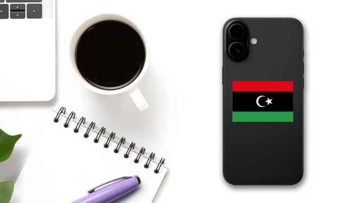 Libya Flag Sticker on a Phone (New) example