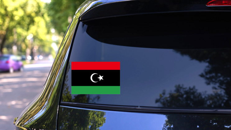 Libya Flag Sticker on a Rear Car Window (New) example
