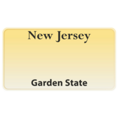 License Plate New Jersey Garden State Sticker