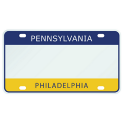 License Plate Philadelphia, Pennsylvania Illustration Sticker