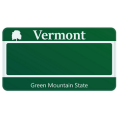 License Plate Vermont In Green Sticker