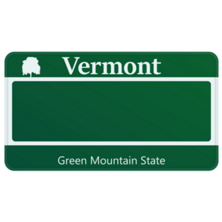 License Plate Vermont In Green Sticker
