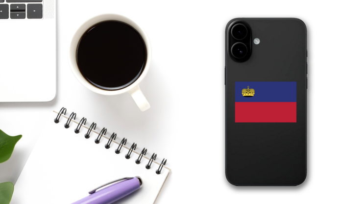 Liechtenstein Country Flag Sticker on a Phone (New) example
