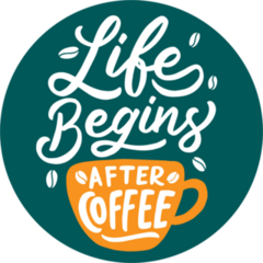 Life Begins After Coffee Typography Sticker