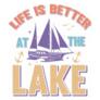 Life Is Better At The Lake Cute Boat Typography Sticker