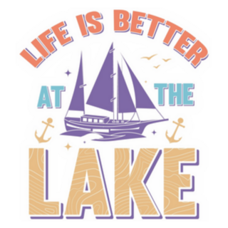 Life Is Better At The Lake Cute Boat Typography Sticker