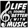 Life Sounds Better With Music Note Lettering Sticker