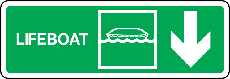 Lifeboat Down Arrow Sign Station Sticker