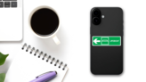 Lifeboat Left Arrow Sign Station Sticker on a Phone (New) example