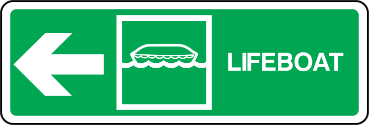 Lifeboat Left Arrow Sign Station Sticker