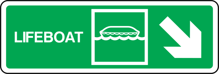 Lifeboat Lower Right Arrow Sign Station Sticker