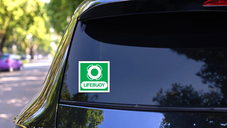 Lifebuoy Sign Sticker on a Rear Car Window (New) example