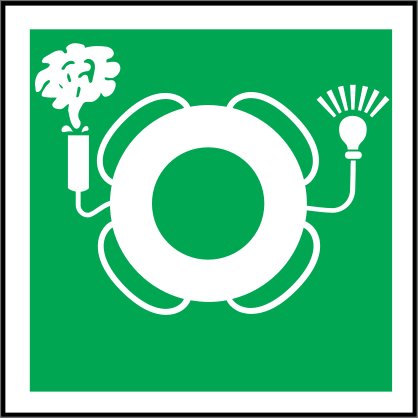 Lifebuoy With Light And Smoke Icon Sign Sticker