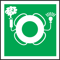 Lifebuoy With Light And Smoke Icon Sign Sticker