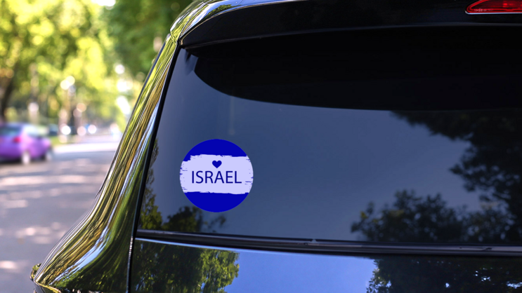 Light Brush Stroke I Love Israel Sticker on a Rear Car Window (New) example