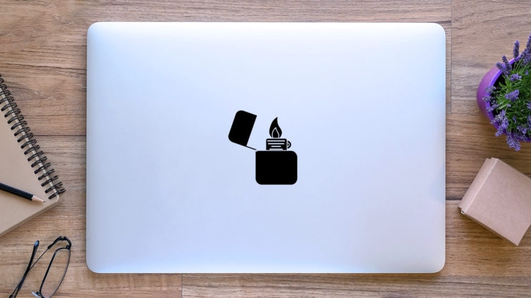 Lighter Icon Sticker on a Laptop (New) example