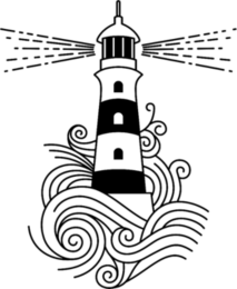 Lighthouse Among Waves Illustration Sticker