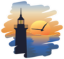 Lighthouse At Sunset Brush Stroke Sticker
