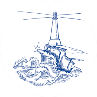 Lighthouse On Cliff In Stormy Weather Illustration Sticker