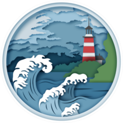 Lighthouse On Ocean Coast And Raging Waves Sticker