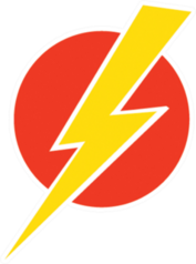 Lightning Bolt On Red Circle Sticker