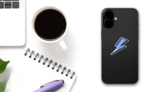 Lightning Bolt Shiny Sticker  on a Phone (New) example