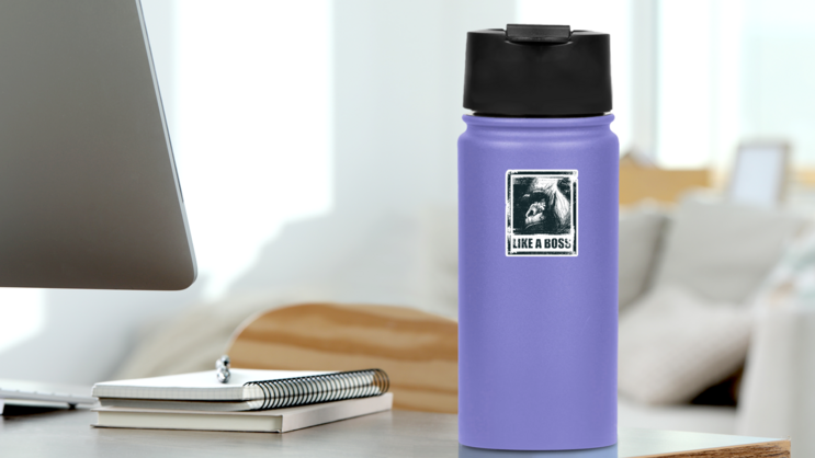 Like A Boss Gorilla Sticker on a Water Bottle (New) example