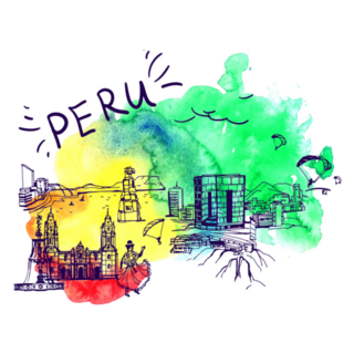Lima Peru Skyline Watercolor Sticker 