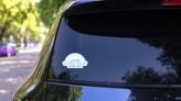 Lincoln Nebraska Blue Lettering Sticker on a Rear Car Window (New) example