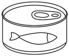 Line Art Black And White Canned Fish Sticker