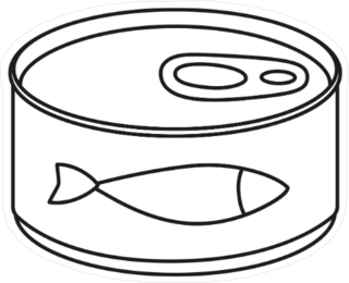 Line Art Black And White Canned Fish Sticker