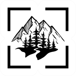 Line Art Black Mountain And Pine Tree Sticker