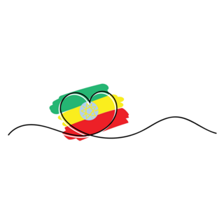 Line Art Ethiopia Heart Sticker
