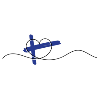 Line Art Finland Flag With Heart Sticker