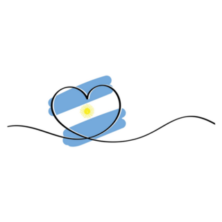 Line Art Heart Symbol Argentina Flag Sticker