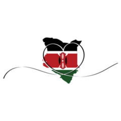 Line Art Heart Symbol With Kenyan Flag Sticker