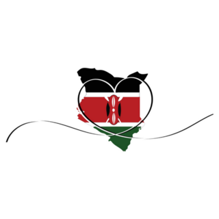Line Art Heart Symbol With Kenyan Flag Sticker
