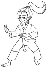 Line Art Illustration Of Girl Wearing Karate Suit Sticker
