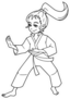 Line Art Illustration Of Girl Wearing Karate Suit Sticker