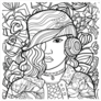Line Art Illustration Woman with Headphones Sticker