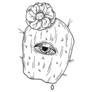 Line Art In Hippie Style Psychedelic Cactus And Eye Sticker