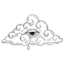 Line Art In Hippie Style Psychedelic Cloud And Eye Sticker
