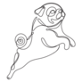 Line Art Jumping Pug Cute Sticker
