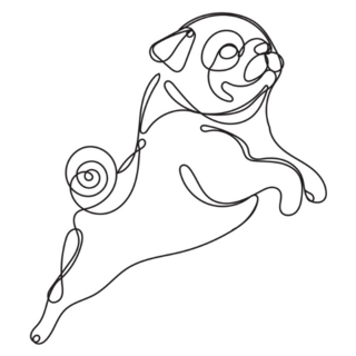 Line Art Jumping Pug Cute Sticker