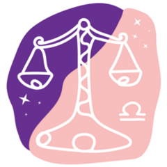 Line Art Libra Pink & Purple Illustration Sticker